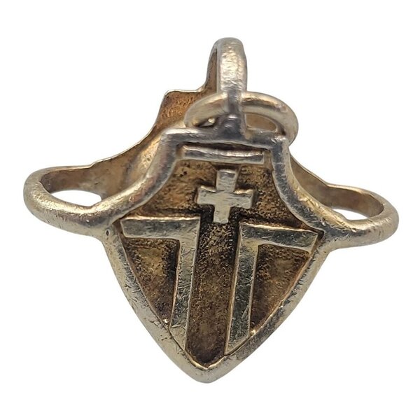 925 Gold Filled Puffy Cross Pendant Scarf Clip Italy 291 SICAM SPA Vintage - Picture 1 of 16